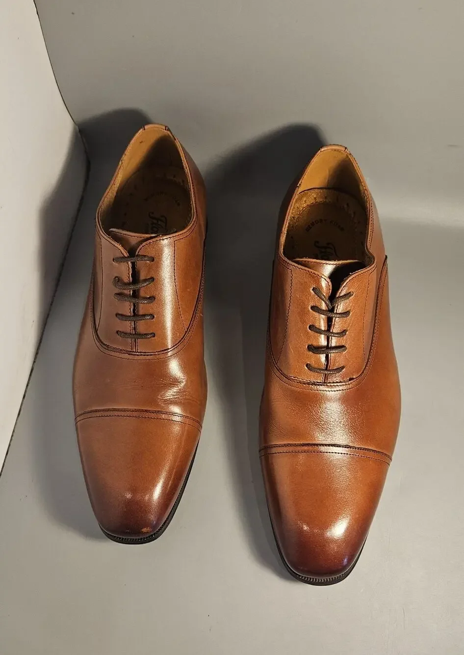 Florsheim 11528-221 Francisco Cap-Toe Oxford, Leather Cognac, Lace SZ10 (3E) EUC